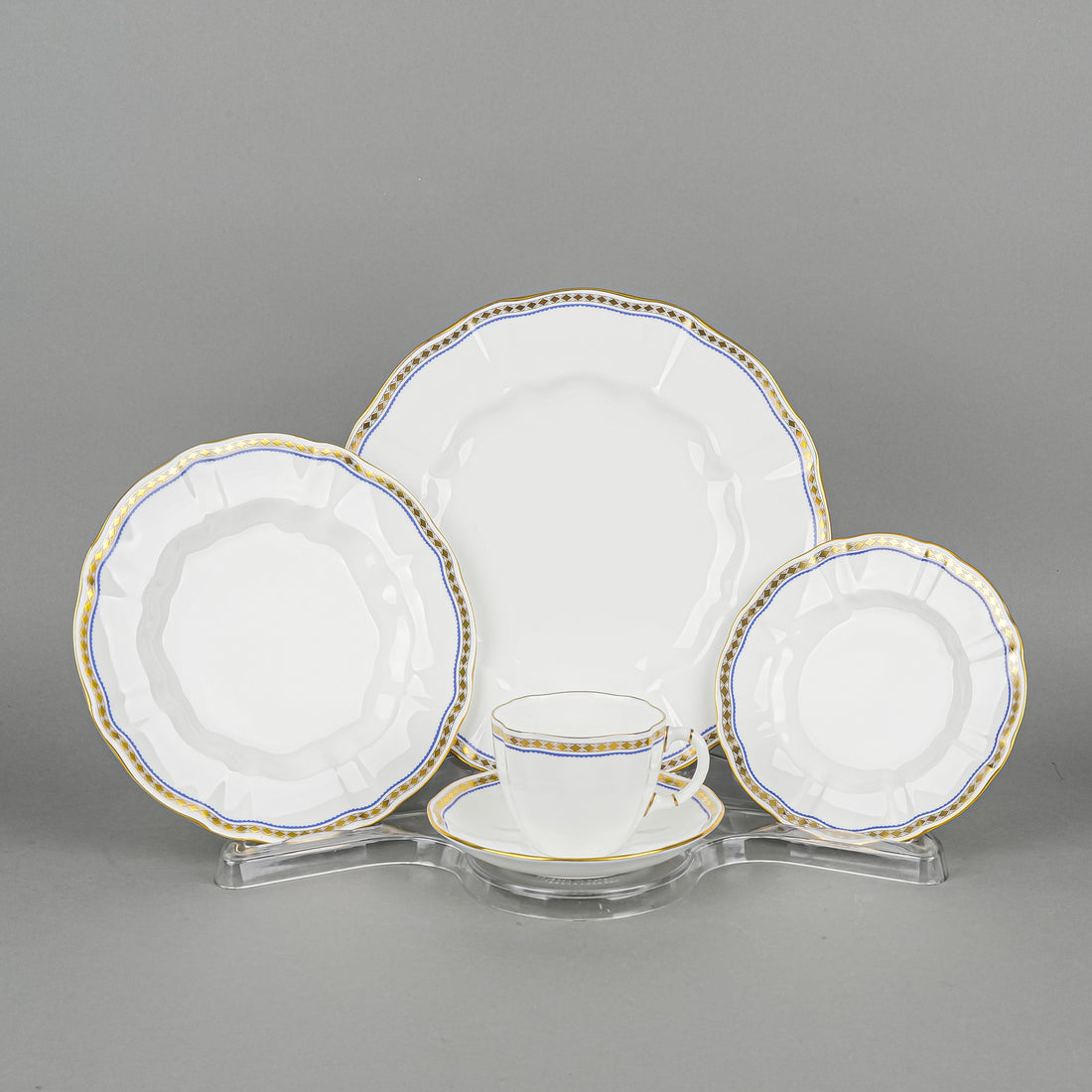 ROYAL CROWN DERBY Carlton Blue A1300 8 Place Setting Plus Extras