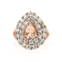 10K Rose Gold Pear Shape Morganite & White Sapphire Cluster Ring