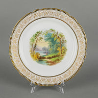 Antique HILL POTTERY BURSLEM Hand Painted Scenic Dessert Set 8 Pieces