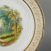 Antique HILL POTTERY BURSLEM Hand Painted Scenic Dessert Set 8 Pieces