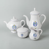 PIERRE DEUX Hot Air Balloon Faience Coffee And Tea Service - 7 Pieces