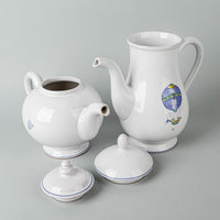 PIERRE DEUX Hot Air Balloon Faience Coffee And Tea Service - 7 Pieces