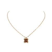 14K 10K Garnet & Diamond Flower Pendant Necklace