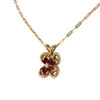 14K 10K Garnet & Diamond Flower Pendant Necklace
