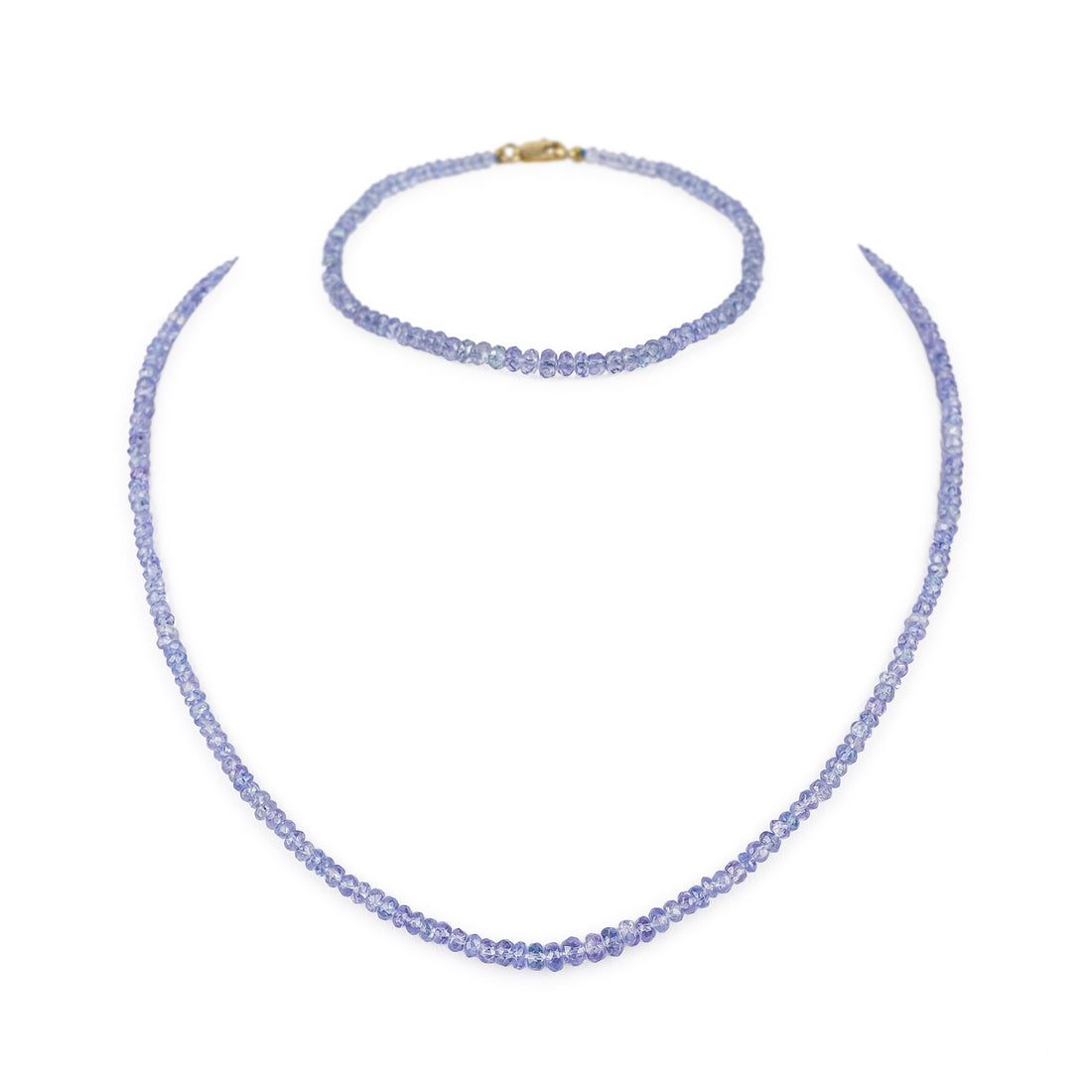 14K Tanzanite Rondelle Bead Bracelet & Necklace Set