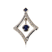 14K White Gold Blue Diffused Sapphire & Diamond Pendant