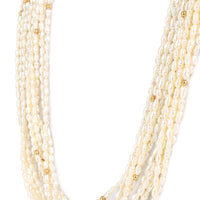 14K Yellow Gold 10-Strand Rice Pearl Necklace