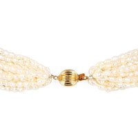 14K Yellow Gold 10-Strand Rice Pearl Necklace