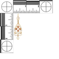 14K Yellow Gold 5-Pearl & Ruby Drop Earrings
