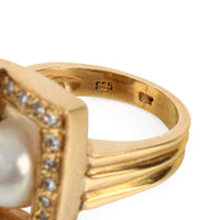 14K Yellow Gold Baroque Pearl & Diamond Frame Ring