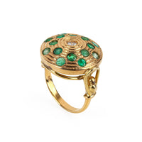 14K Yellow Gold Emerald & Diamond Circle Ring