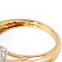 14K Yellow Gold Horizontal Oval Aquamarine & Diamond Ring