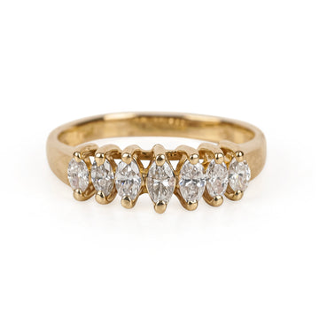 14K Yellow Gold Marquise Diamond Half Band Ring