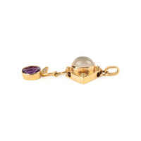 14K Yellow Gold Moonstone, Amethyst, & Diamond Pendant