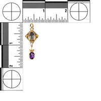 14K Yellow Gold Moonstone, Amethyst, & Diamond Pendant