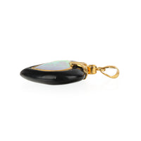 14K Yellow Gold Onyx, Opal, & Diamond Heart Pendant