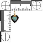 14K Yellow Gold Onyx, Opal, & Diamond Heart Pendant