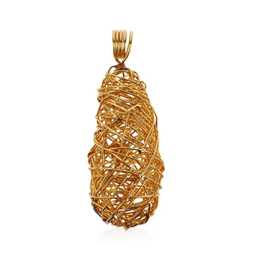 14K Yellow Gold Pear-Shaped Wrapped Wire Pendant
