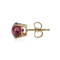 14K Yellow Gold Round Faceted Garnet Stud Earrings