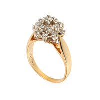 14K Yellow & White Gold Diamond Flower Cluster Ring