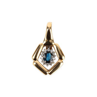 14K Yellow & White Gold Sapphire & Diamond Pendant