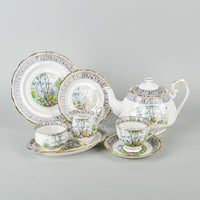 ROYAL ALBERT Silver Birch Tea Set 26 Pieces