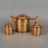 PLATERIA VICTORIA TAXCO Copper And Sterling Silver Tea Service 3 Pieces