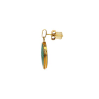 18K Oval Lapis Lazuli & Malachite Cabochon Reversible Drop Earrings