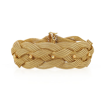 18K Yellow Gold Braided Mesh Link Bracelet