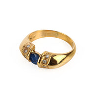 18K Yellow Gold Channel Set Sapphire & Diamond Ring
