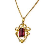 18K Yellow Gold Pink Tourmaline & Diamond Pendant