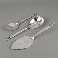GEORG JENSEN Acorn Sterling Flatware 8 Place Settings Plus Extras