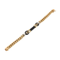 14K Yellow Gold Black Rubber Curb Link Bracelet