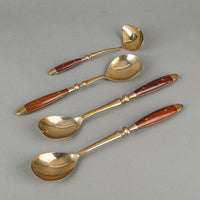 Thai Nickel Bronze Rosewood Handle Flatware 8 Place Settings Plus Extras