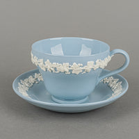 WEDGWOOD White On Blue Embossed Queens Ware 11 Place Settings Plus Extras