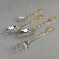 ROYAL ALBERT Old Country Roses Gold Stainless Steel Flatware 8 Place Settings Plus Extras
