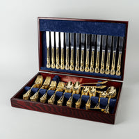 WALLACE Golden Countess Gold Plate Flatware 16 Place Settings Plus Extras
