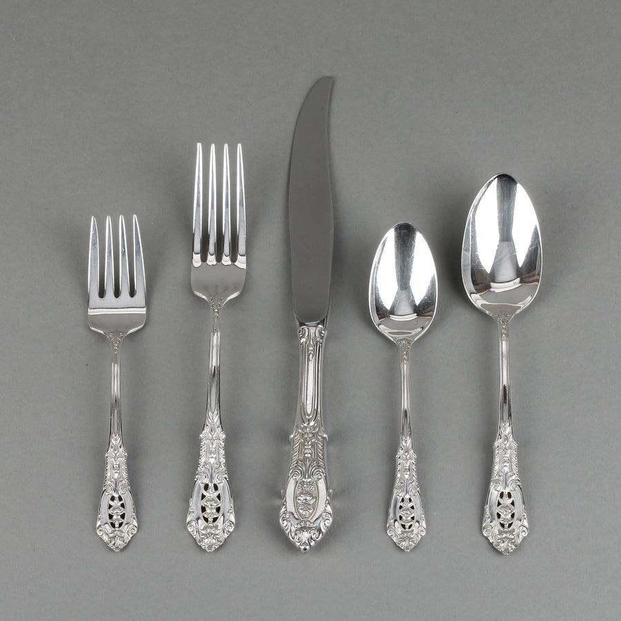 WALLACE Rose Point Sterling Silver Flatware - 12 Place Settings +