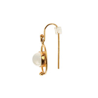 9K Yellow Gold Cabochon Moonstone Drop Earrings