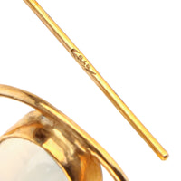 9K Yellow Gold Cabochon Moonstone Drop Earrings