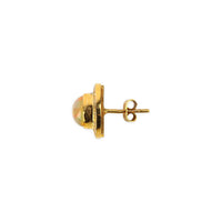 9K Yellow Gold Cabochon Opal & Diamond Halo Stud Earrings