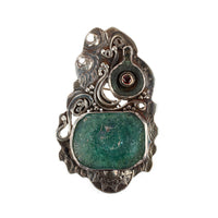 ARIK IDAN Sterling Silver Green Roman Glass Pin Pendant