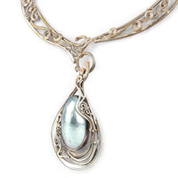 ARIK IDAN Sterling Silver Grey Mabé Pearl Pin Pendant Necklace