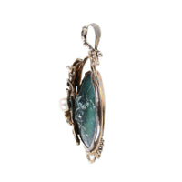 ARIK IDAN Sterling Silver Pearl Blue Roman Glass Pin Pendant