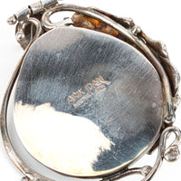 ARIK IDAN Sterling Silver Pearl Blue Roman Glass Pin Pendant