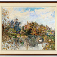 Dick Baillie - Landscape with Swans - Oil on Board