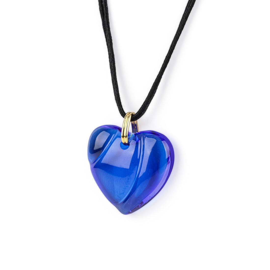 BACCARAT Blue Crystal Heart Pendant on Cord Necklace
