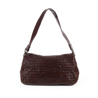 BOTTEGA VENETA Brown Intrecciato Double Flap Shoulder Bag