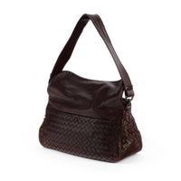 BOTTEGA VENETA Brown Intrecciato Double Flap Shoulder Bag