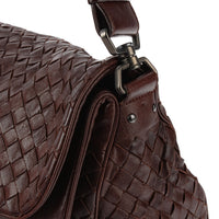 BOTTEGA VENETA Brown Intrecciato Double Flap Shoulder Bag